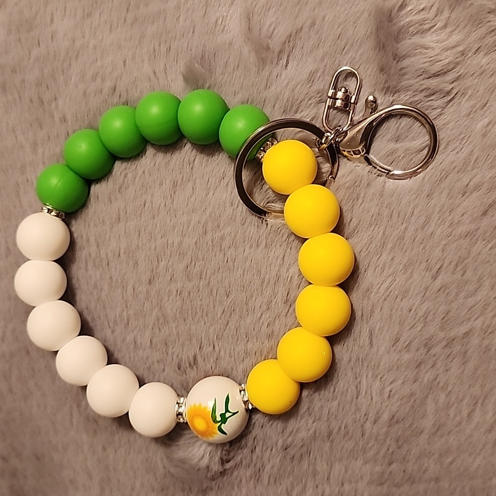 Silicone bead keychain Sunflower